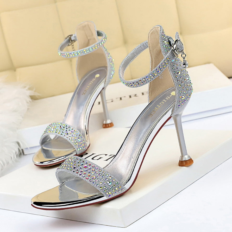 S995F High-Heel Shallow Mouth Pointed Toe Sparkling Sequins Sexy Slim Women Wedding Luxury Shoes