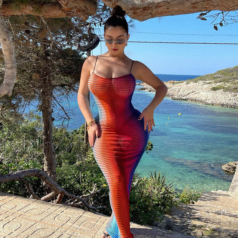 W-S492a 2021 See Through Maxi Dress Ladies Sexy Sleeveless Bodycon Long Dresses Women Vestidos