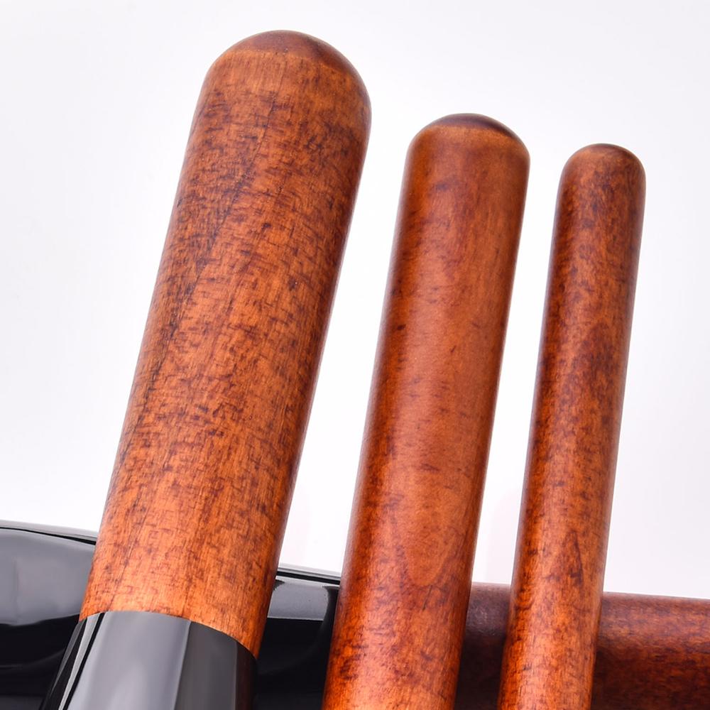 Free Sample Factory Wholesales 14pcs-Wooden Handle-Gloss Black Vegan Label Make Up Brushes Makeup