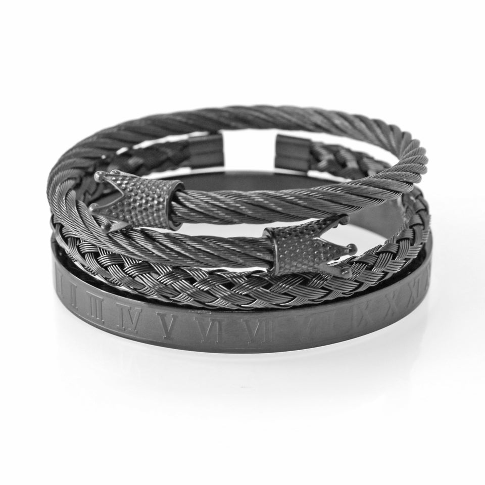 Top Quality Luxury Royal Crown Bracelets & Bangles Fashion Stainless Steel Men' Jewelry Do Not Fade Jewellery Sets Bracelet Male