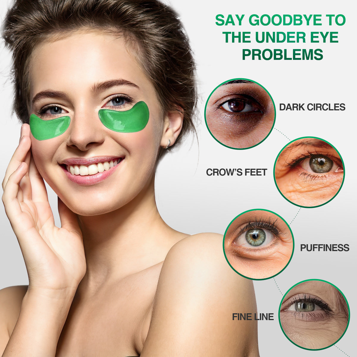 Hydrogel  Green Tea Eye Gel Patch Under Eye Patches Green Tea Hydrogel Patches for Panda Eyes