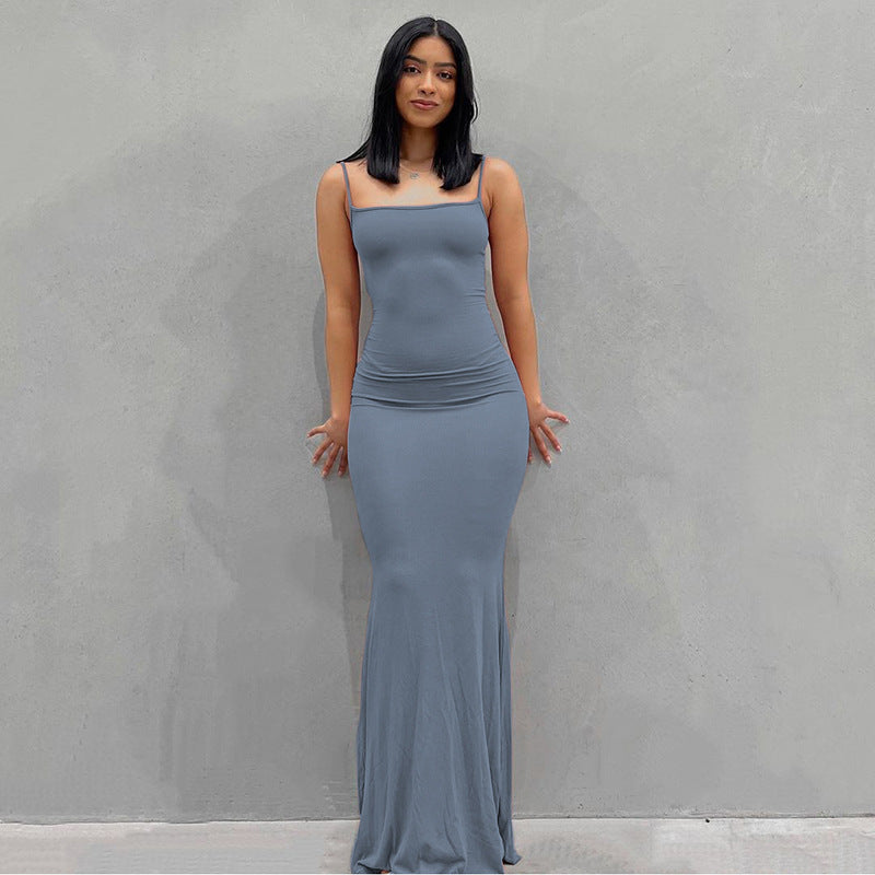 2022 Summer Skims Dresses Casual Slim Fit Sling Soft Lounge Tight Slim Bodycon Long Maxi Slip Dress