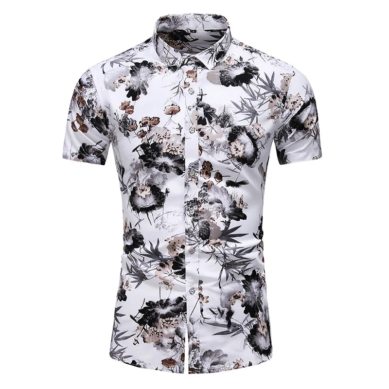 2023 New Fashion Casual Men's Shirt Short Sleeve Print Hawaii Shirt Men Summer New Design Mens Beach Shirts Men Flower Shirt 7XL