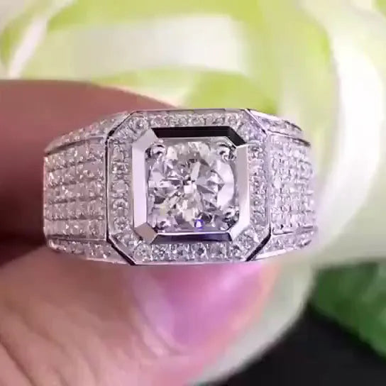 Afortable 925 Sterling Silver Ring Jewelry Men Wholesale-Moissanite Rings 1ct D VSS1 Jewellery Engagement Wedding Rings for Men