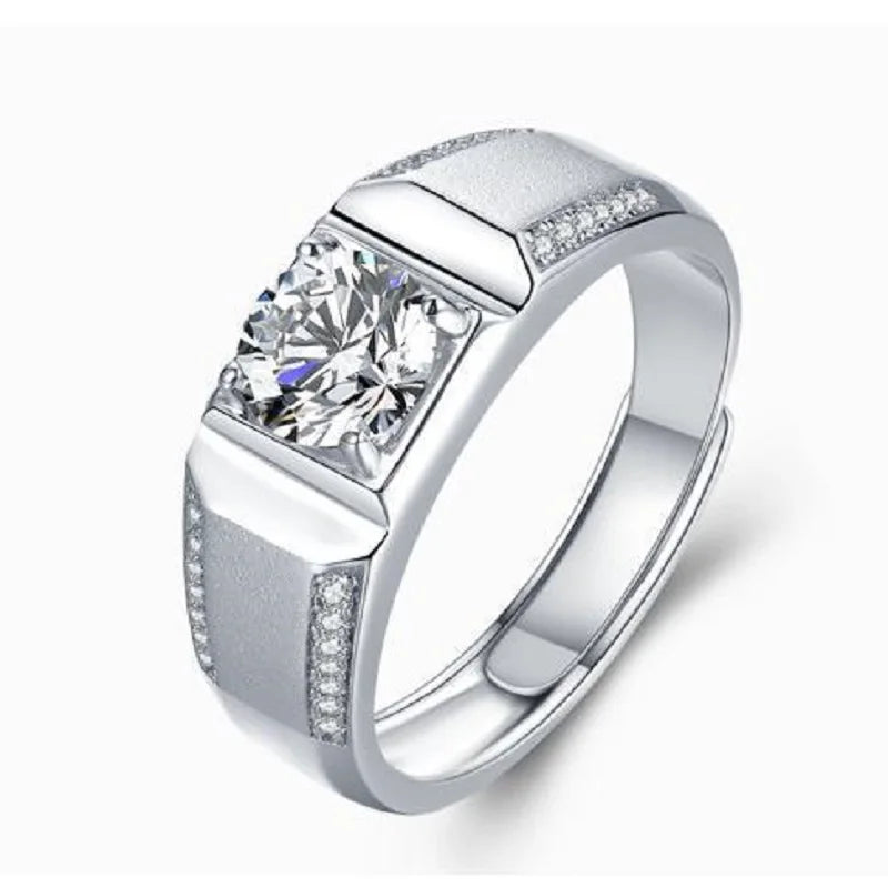 Afortable 925 Sterling Silver Ring Jewelry Men Wholesale-Moissanite Rings 1ct D VSS1 Jewellery Engagement Wedding Rings for Men