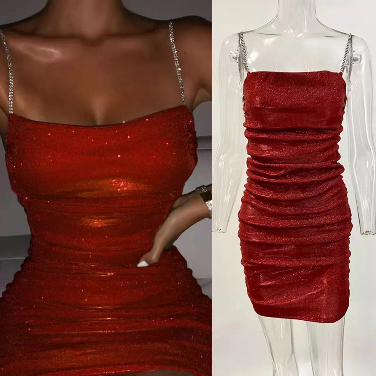 Women's Sparkle Mini Party Sequin Dress Sexy Sequin Glitter Spaghetti Straps Bandage Bodycon Mini Club Party Dress Drop Shipping