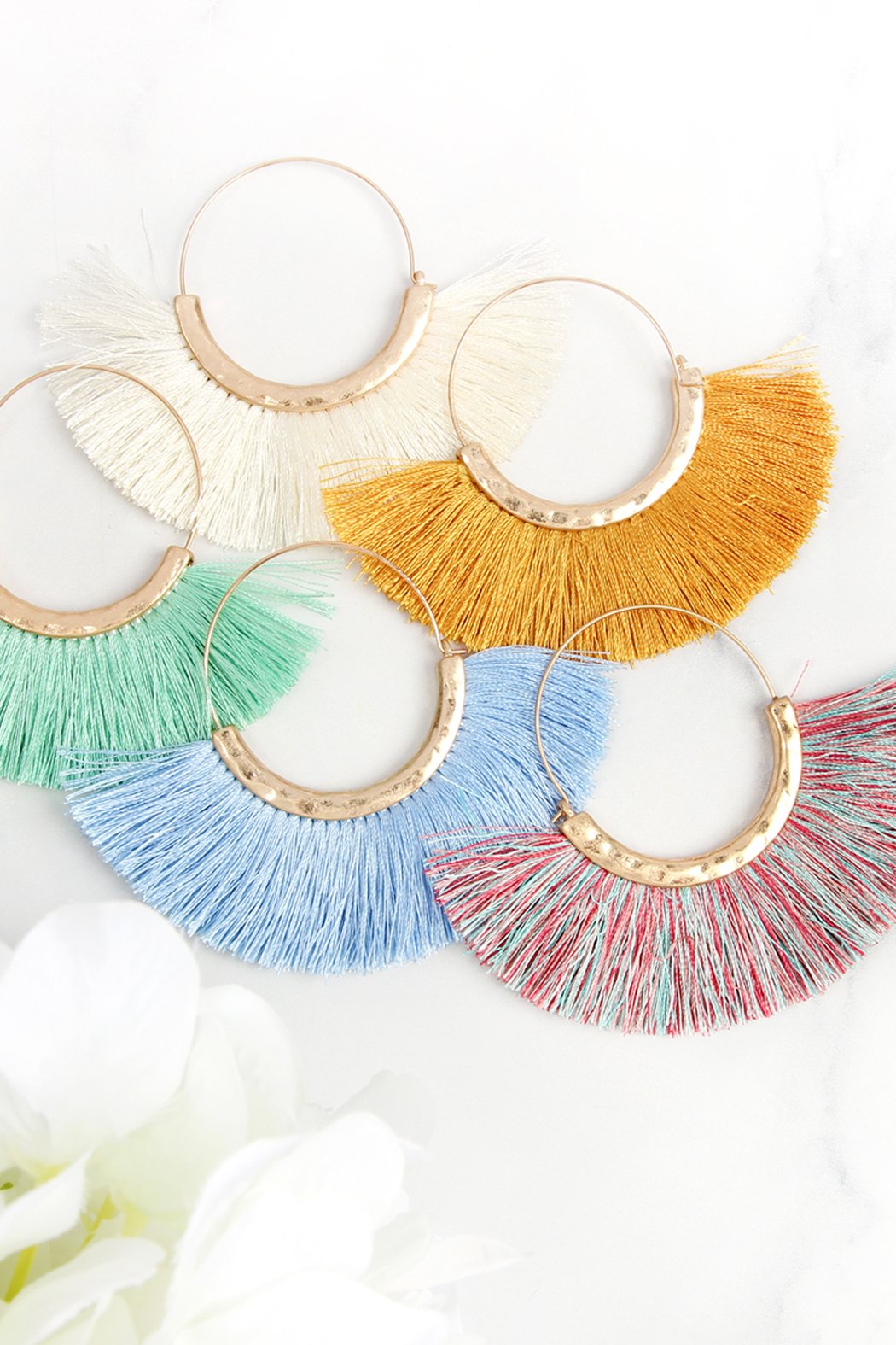 Tassel Fan Hoop Earrings