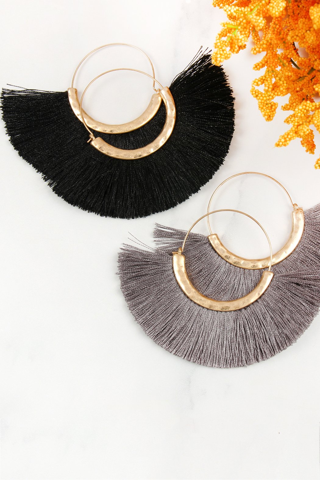 Tassel Fan Hoop Earrings
