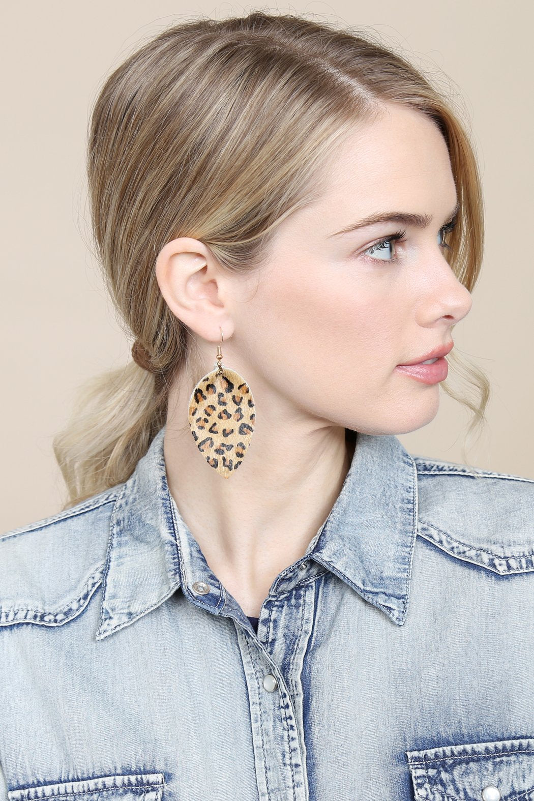 Leopard Leather Drop Earrings