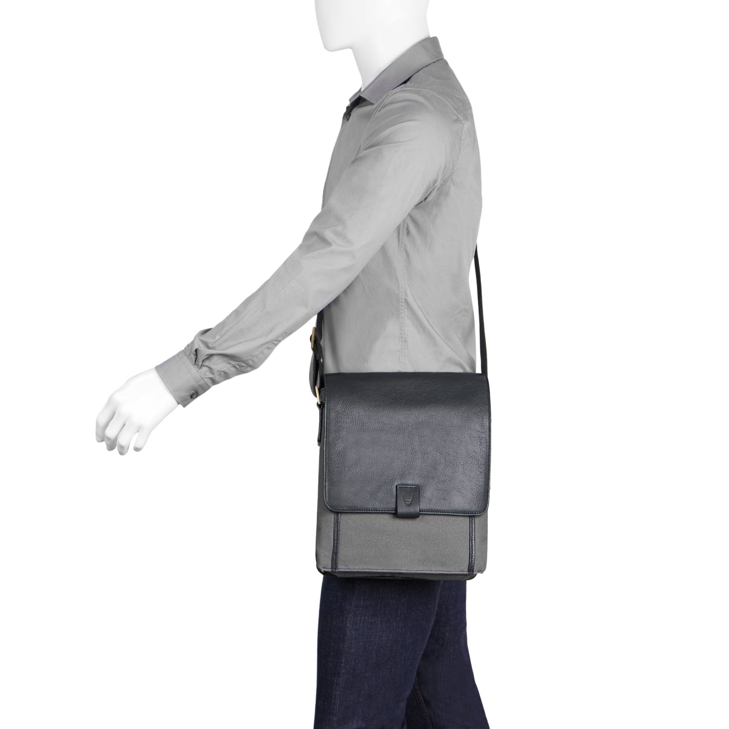Aiden Genuine Leather and Canvas Medium Crossbody Men/Women Shoulder Messenger Bag/Travel Bag / 10.5" iPad Bag
