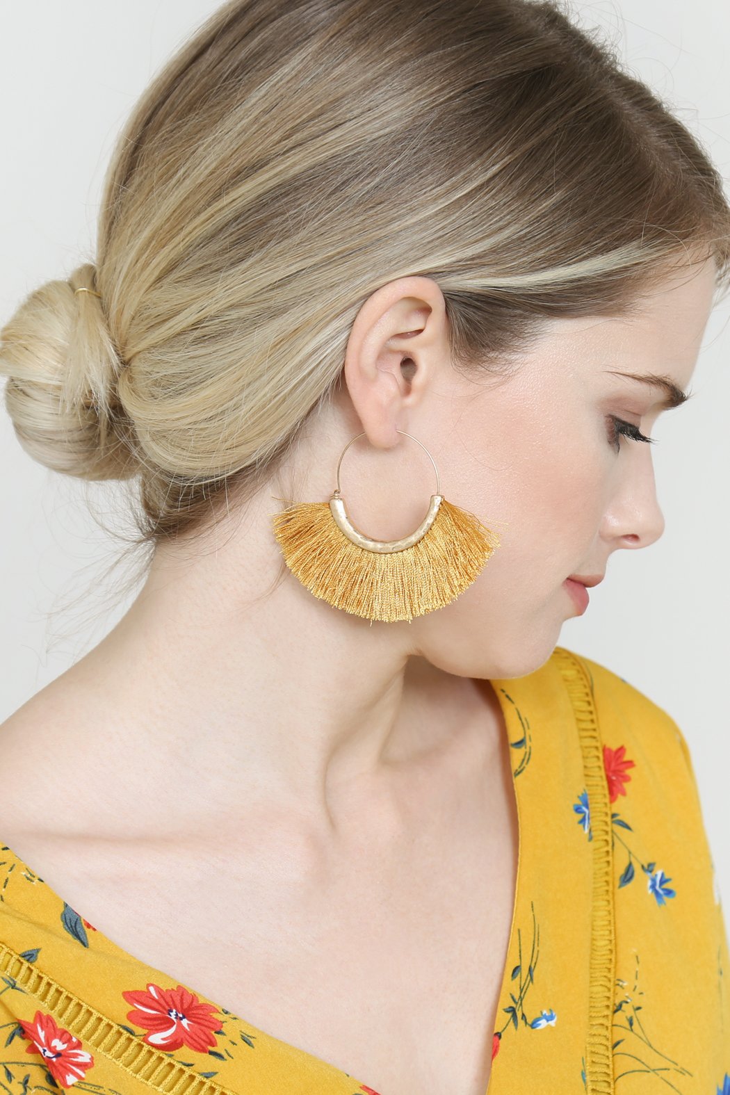 Tassel Fan Hoop Earrings