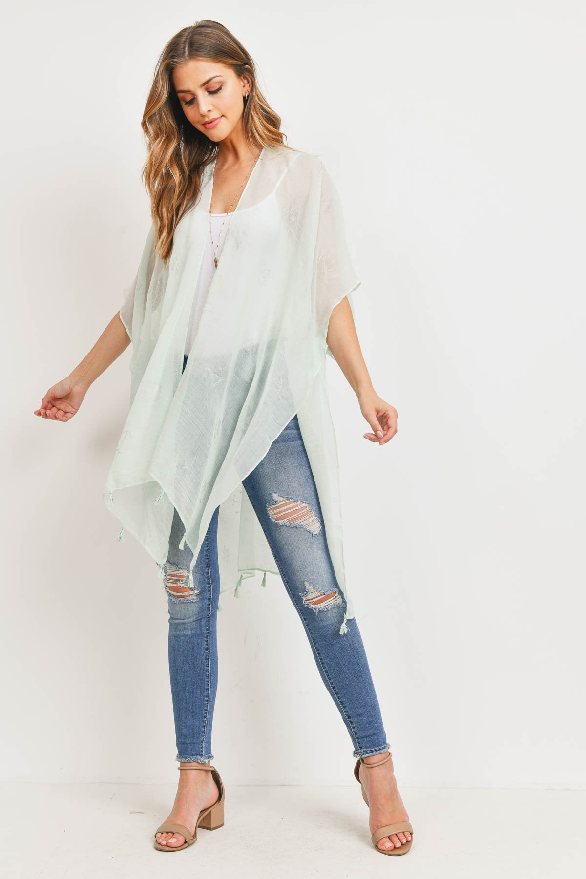 Ms0043mt - Mint Lightweight Anchor & Leaf Beach Cover Ups