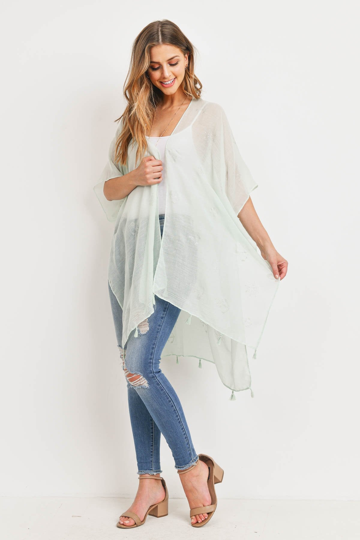 Ms0043mt - Mint Lightweight Anchor & Leaf Beach Cover Ups