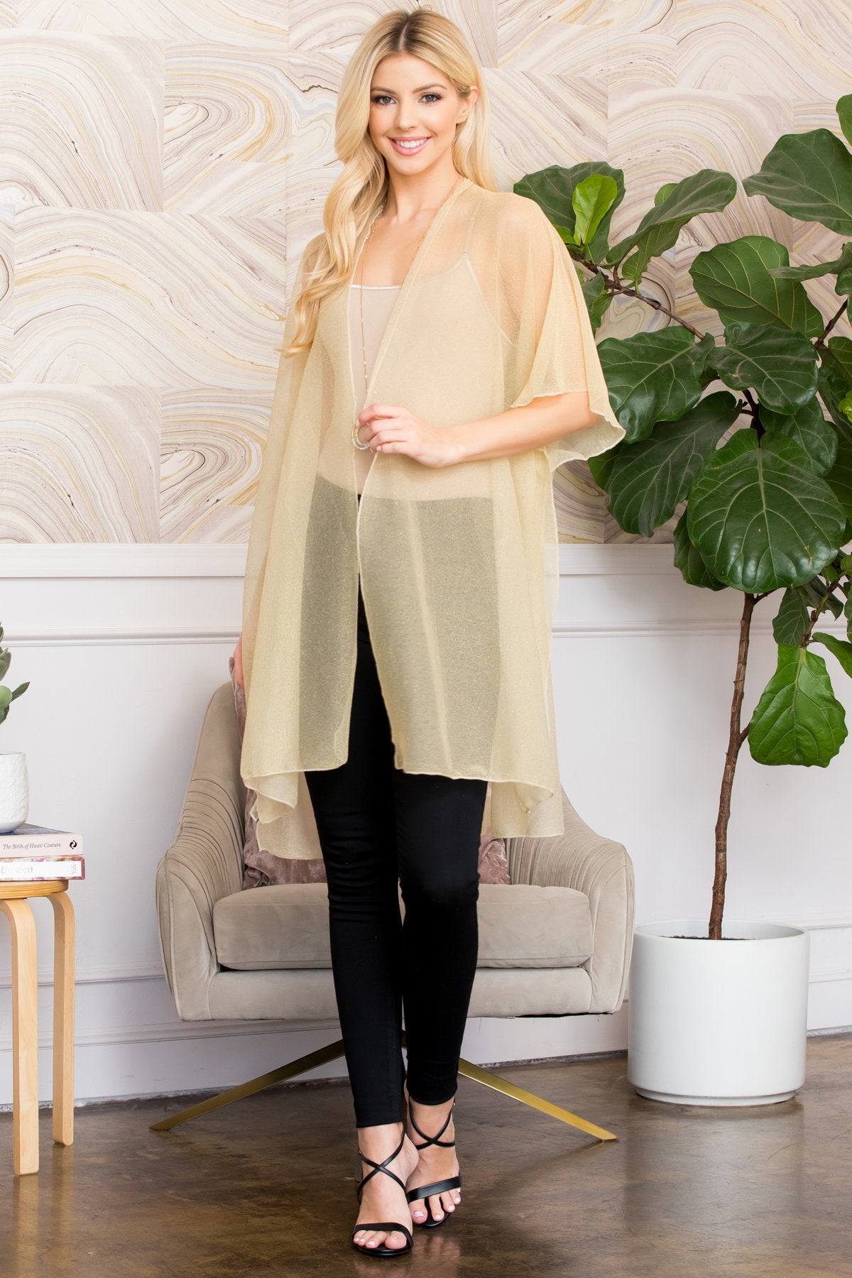 Ms0105gd - Gold Lurex Kimono