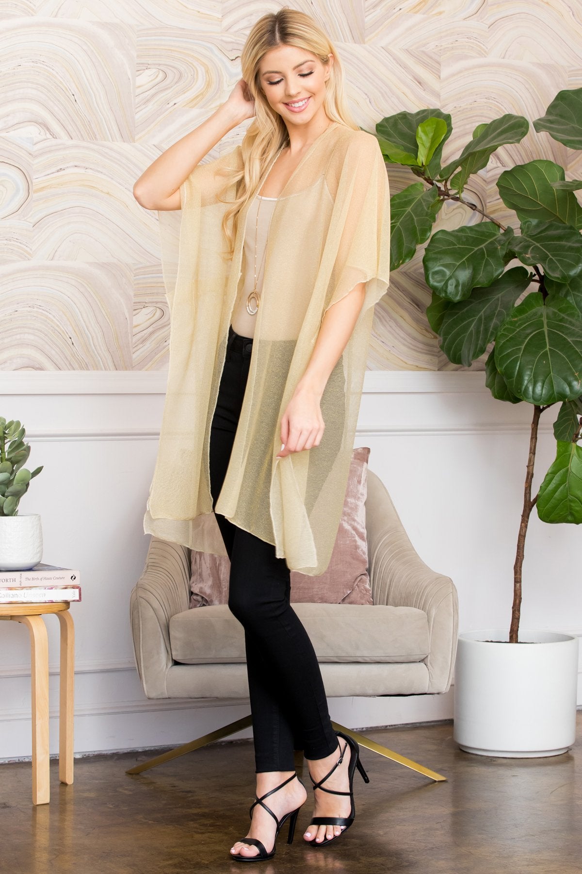 Ms0105gd - Gold Lurex Kimono