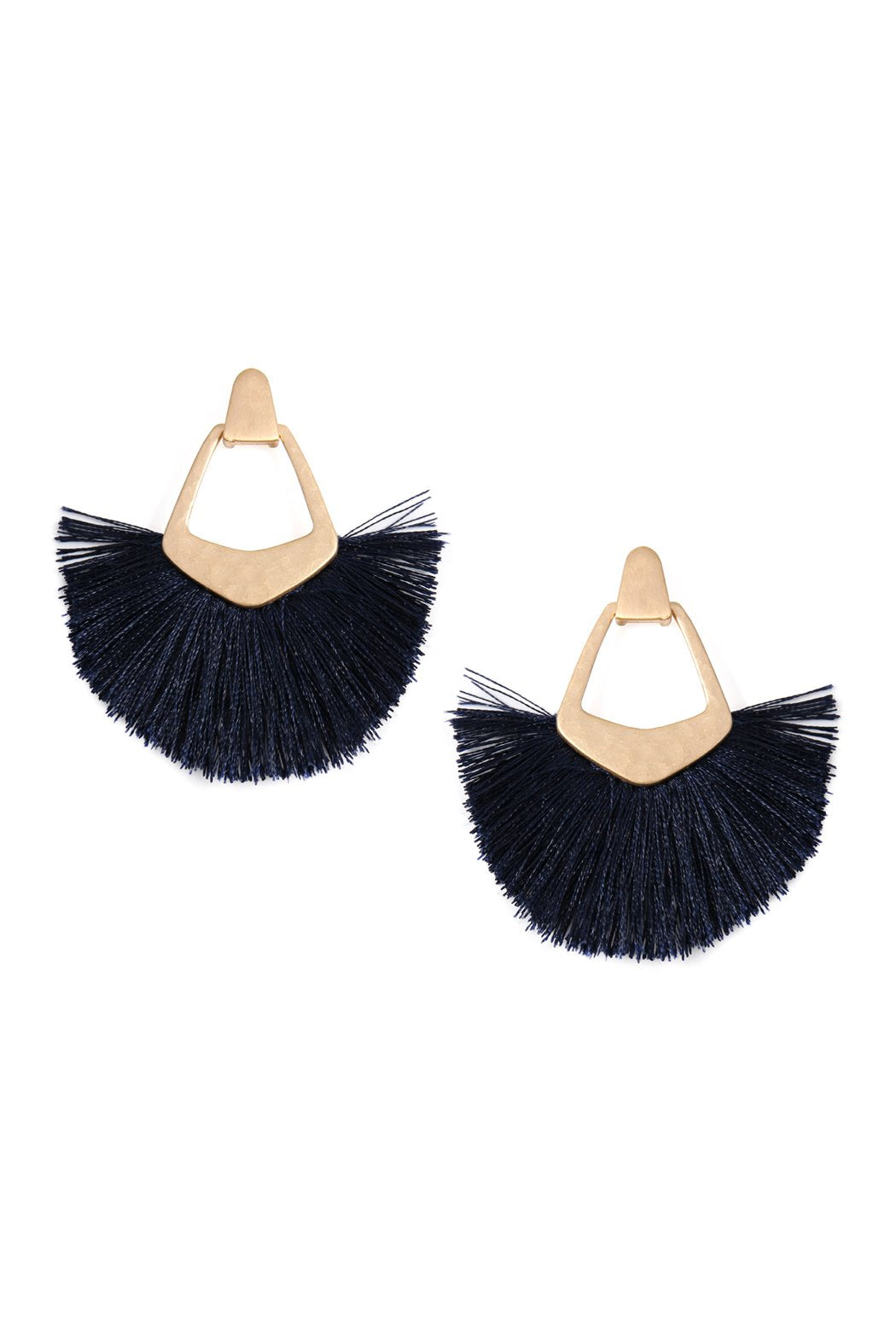 Fan Tassel Post Dangle Earrings