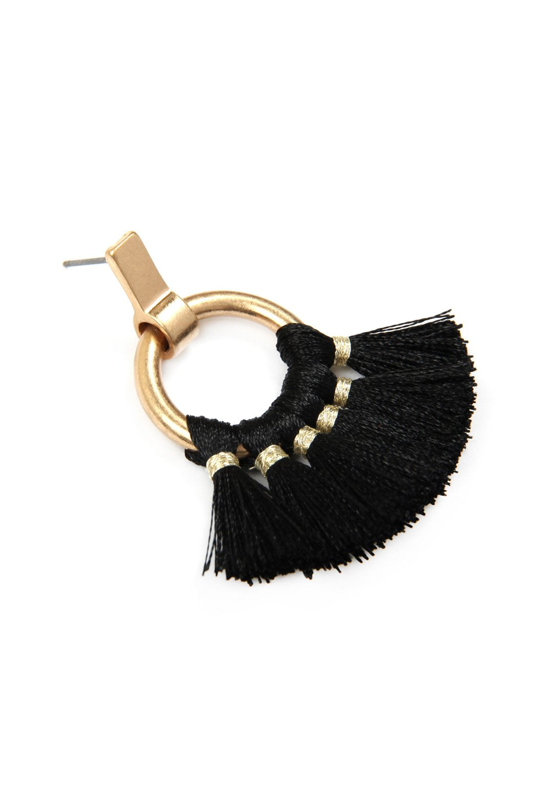 Mye1060 - Fan Tassel Post Wrap Hoop Dangle Earrings