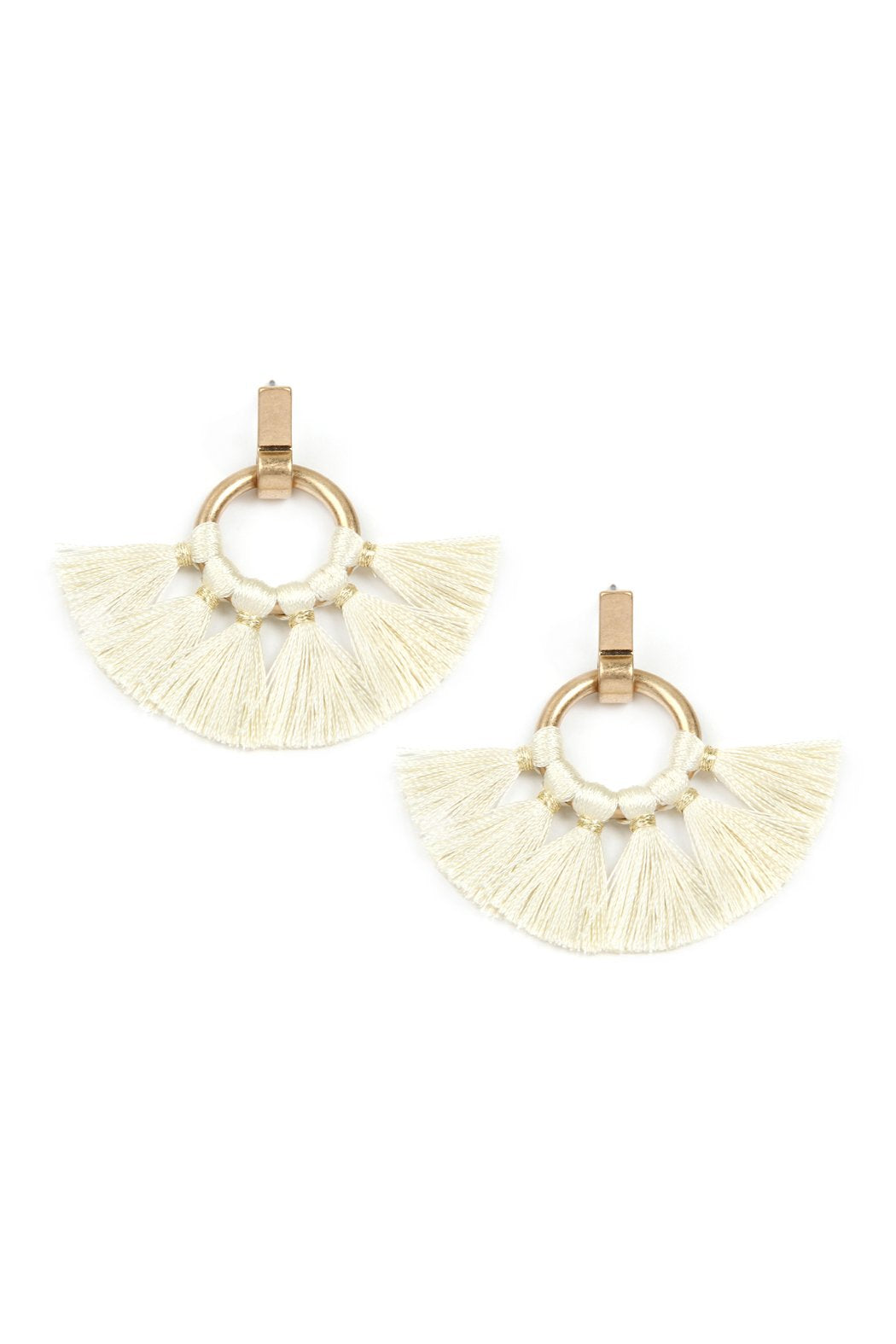 Mye1060 - Fan Tassel Post Wrap Hoop Dangle Earrings