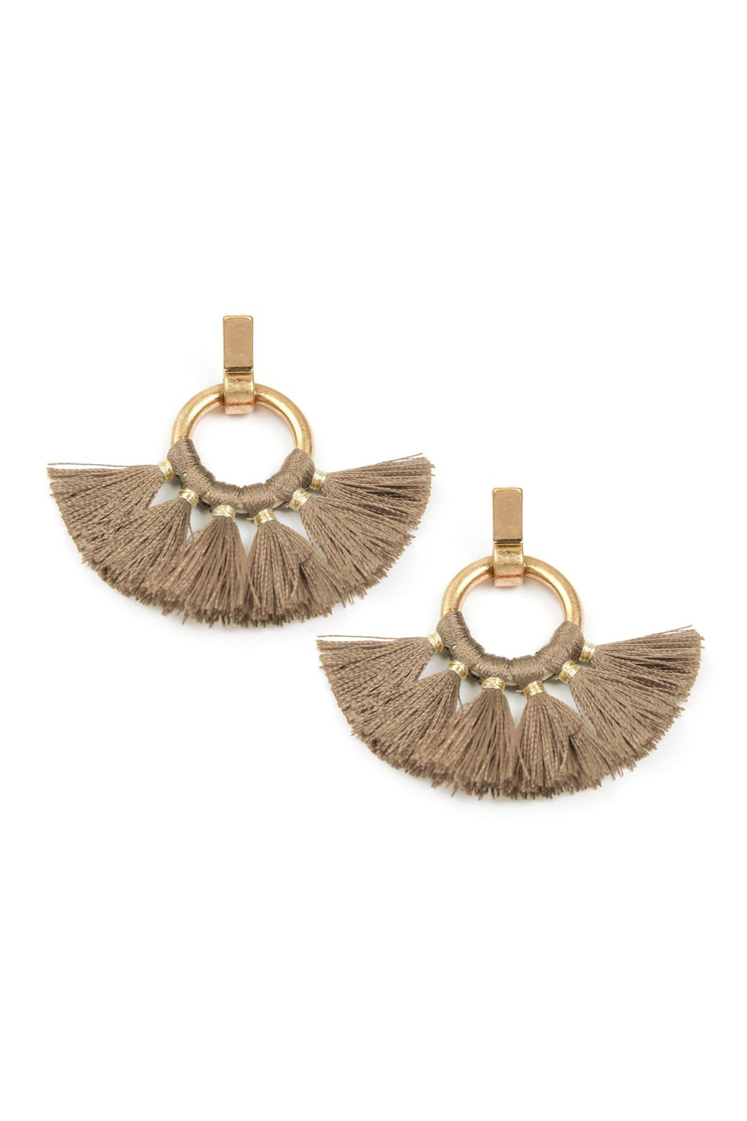 Mye1060 - Fan Tassel Post Wrap Hoop Dangle Earrings
