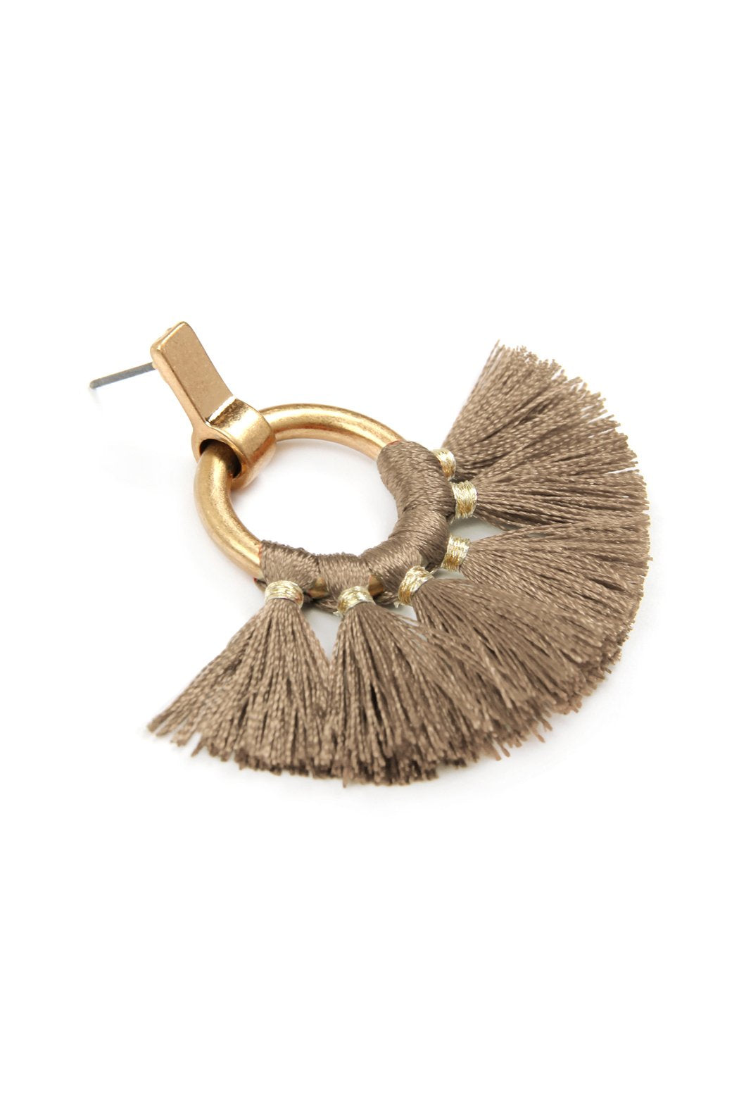 Mye1060 - Fan Tassel Post Wrap Hoop Dangle Earrings