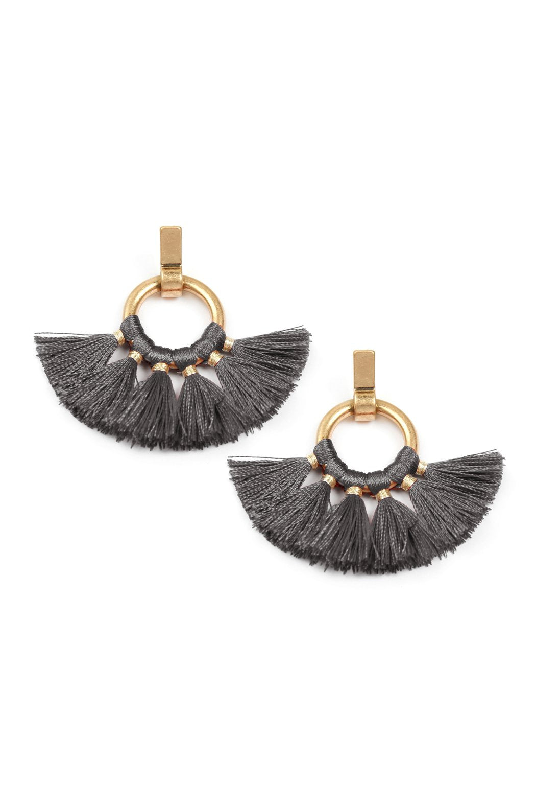 Mye1060 - Fan Tassel Post Wrap Hoop Dangle Earrings