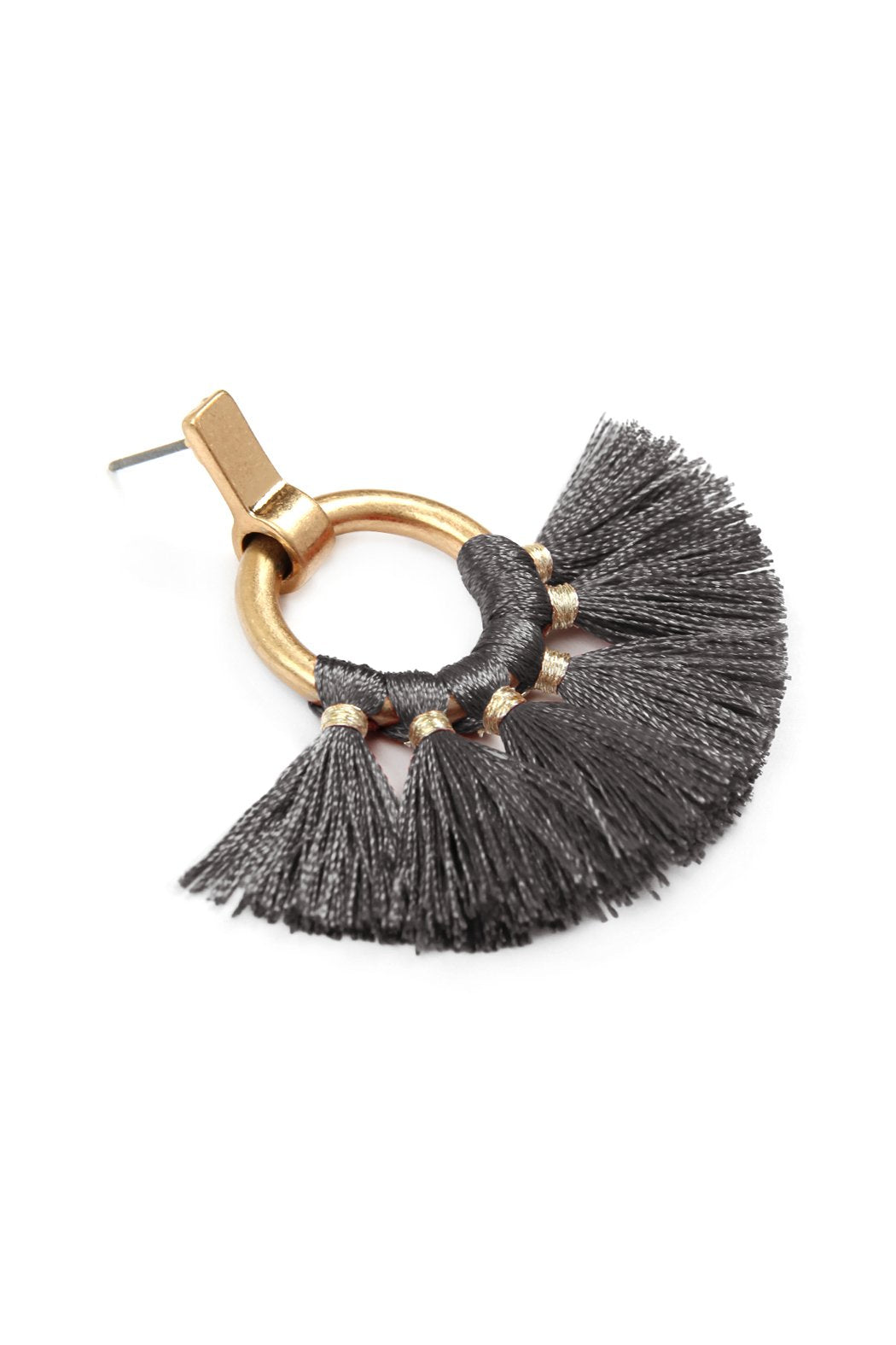 Mye1060 - Fan Tassel Post Wrap Hoop Dangle Earrings