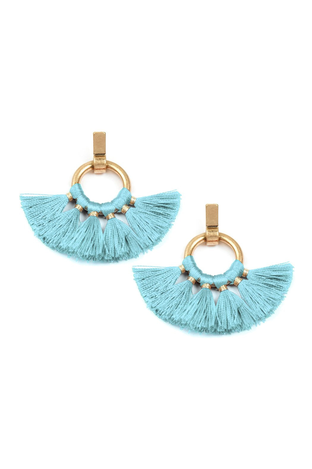Mye1060 - Fan Tassel Post Wrap Hoop Dangle Earrings