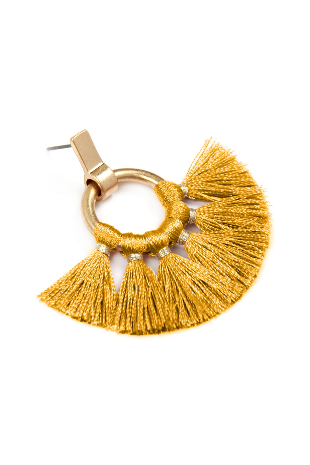 Mye1060 - Fan Tassel Post Wrap Hoop Dangle Earrings