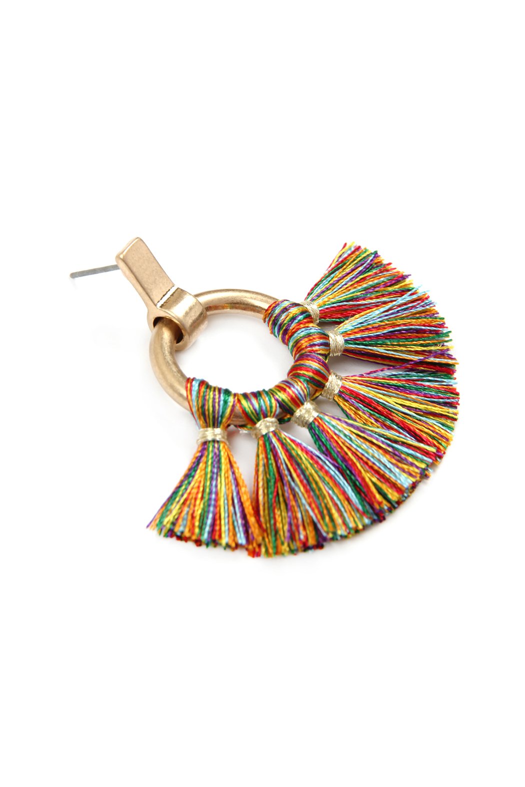 Mye1060 - Fan Tassel Post Wrap Hoop Dangle Earrings
