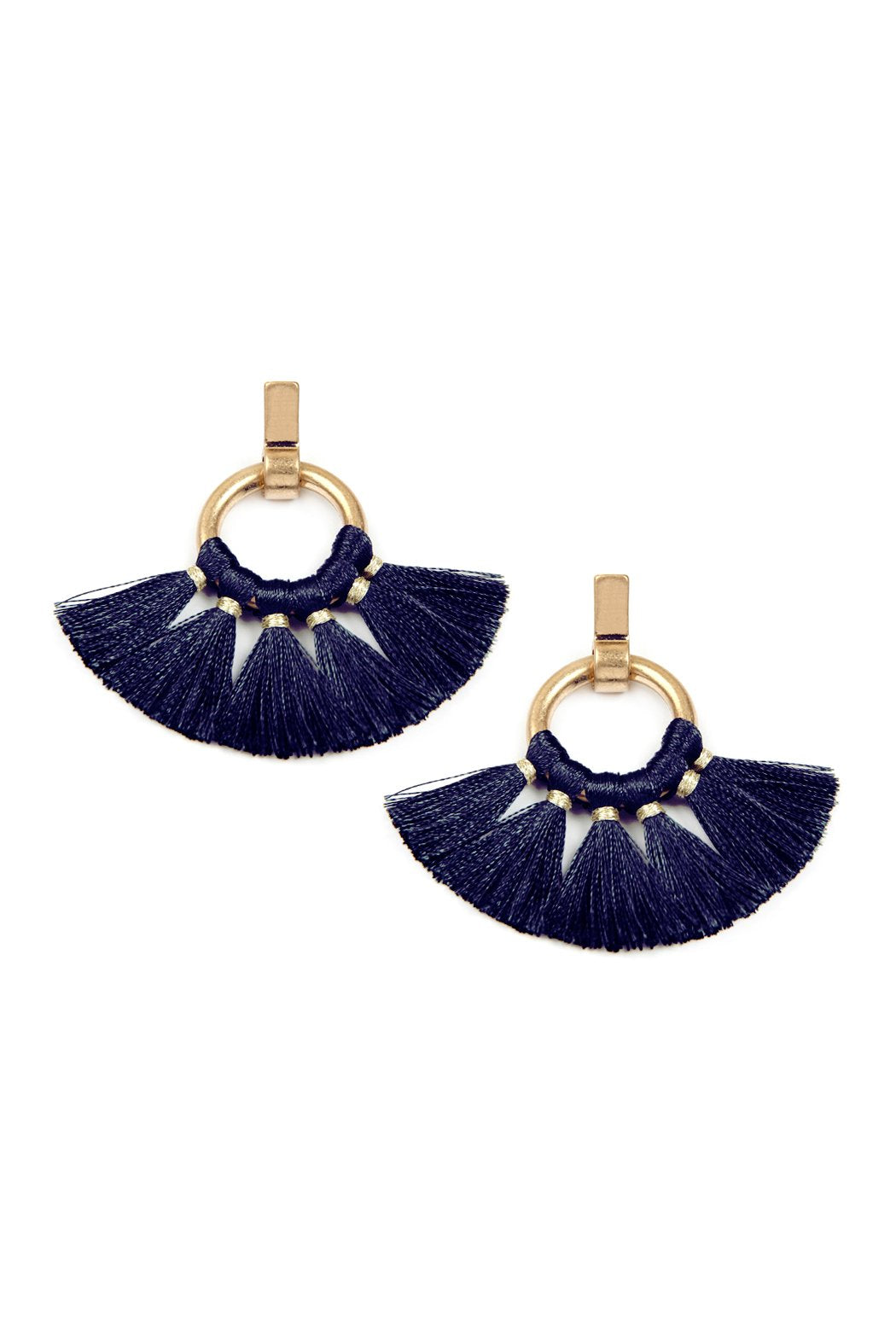 Mye1060 - Fan Tassel Post Wrap Hoop Dangle Earrings