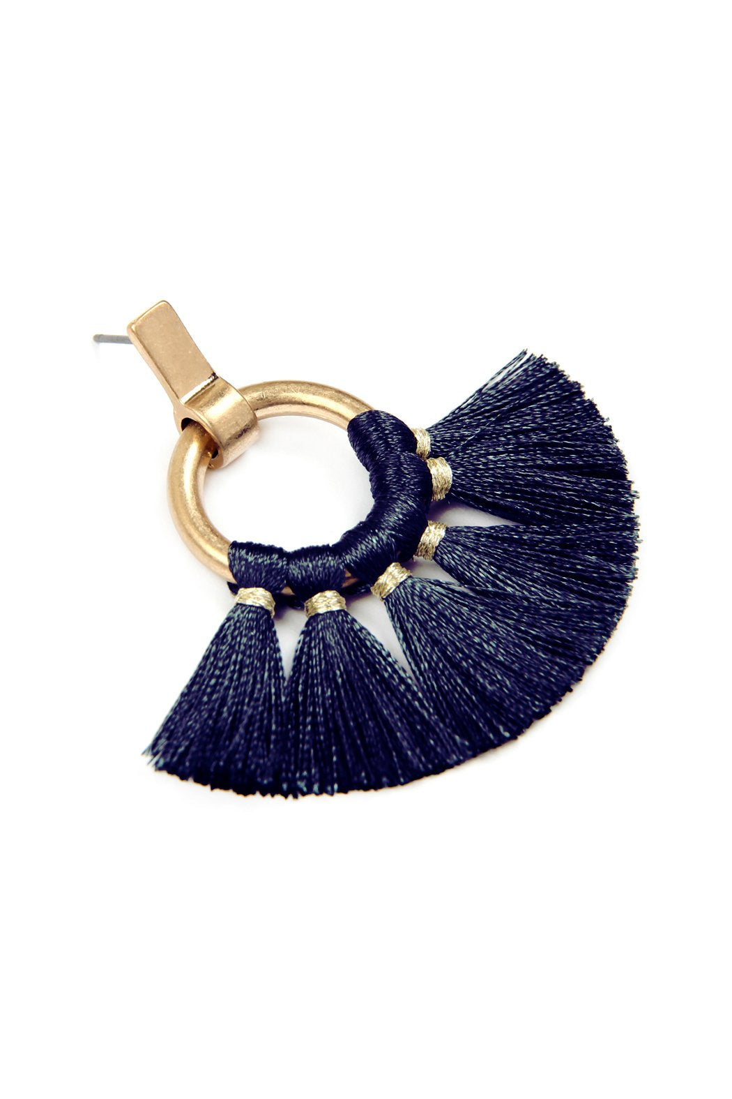 Mye1060 - Fan Tassel Post Wrap Hoop Dangle Earrings