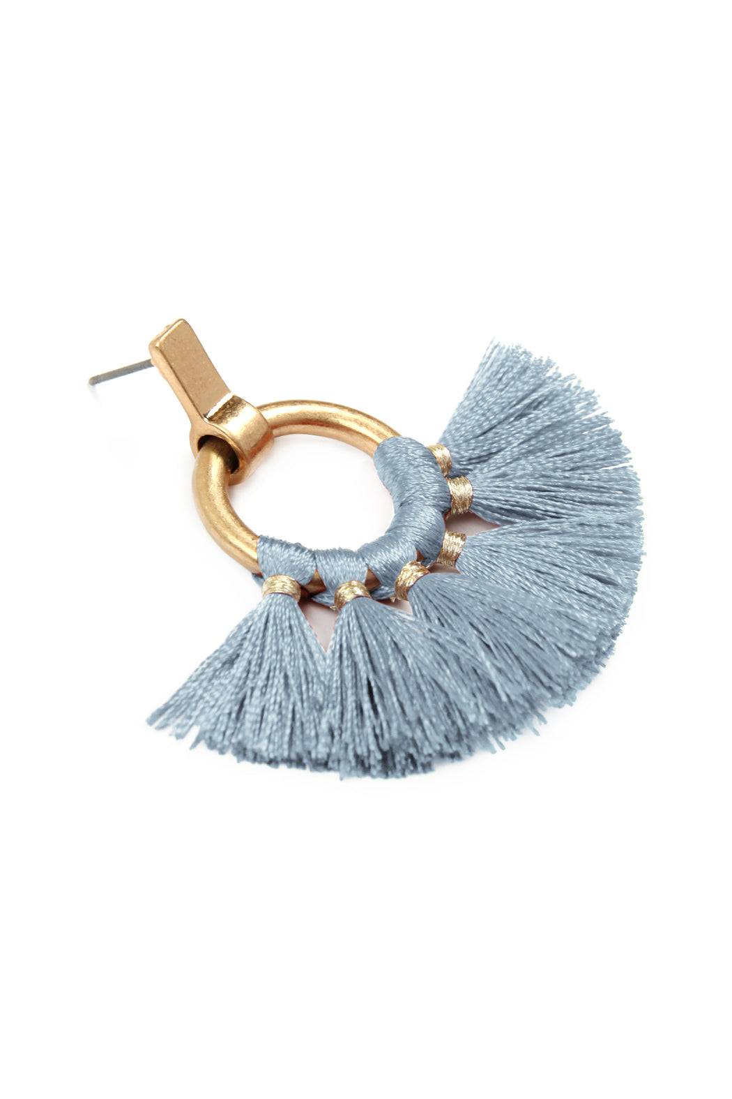 Mye1060 - Fan Tassel Post Wrap Hoop Dangle Earrings