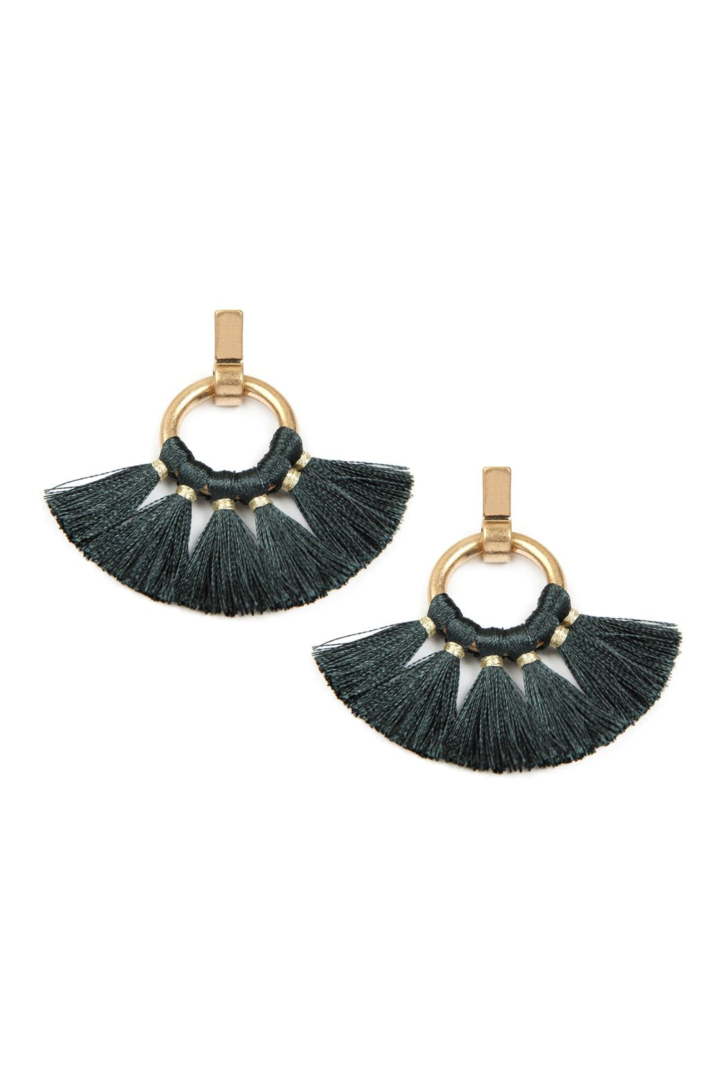 Mye1060 - Fan Tassel Post Wrap Hoop Dangle Earrings