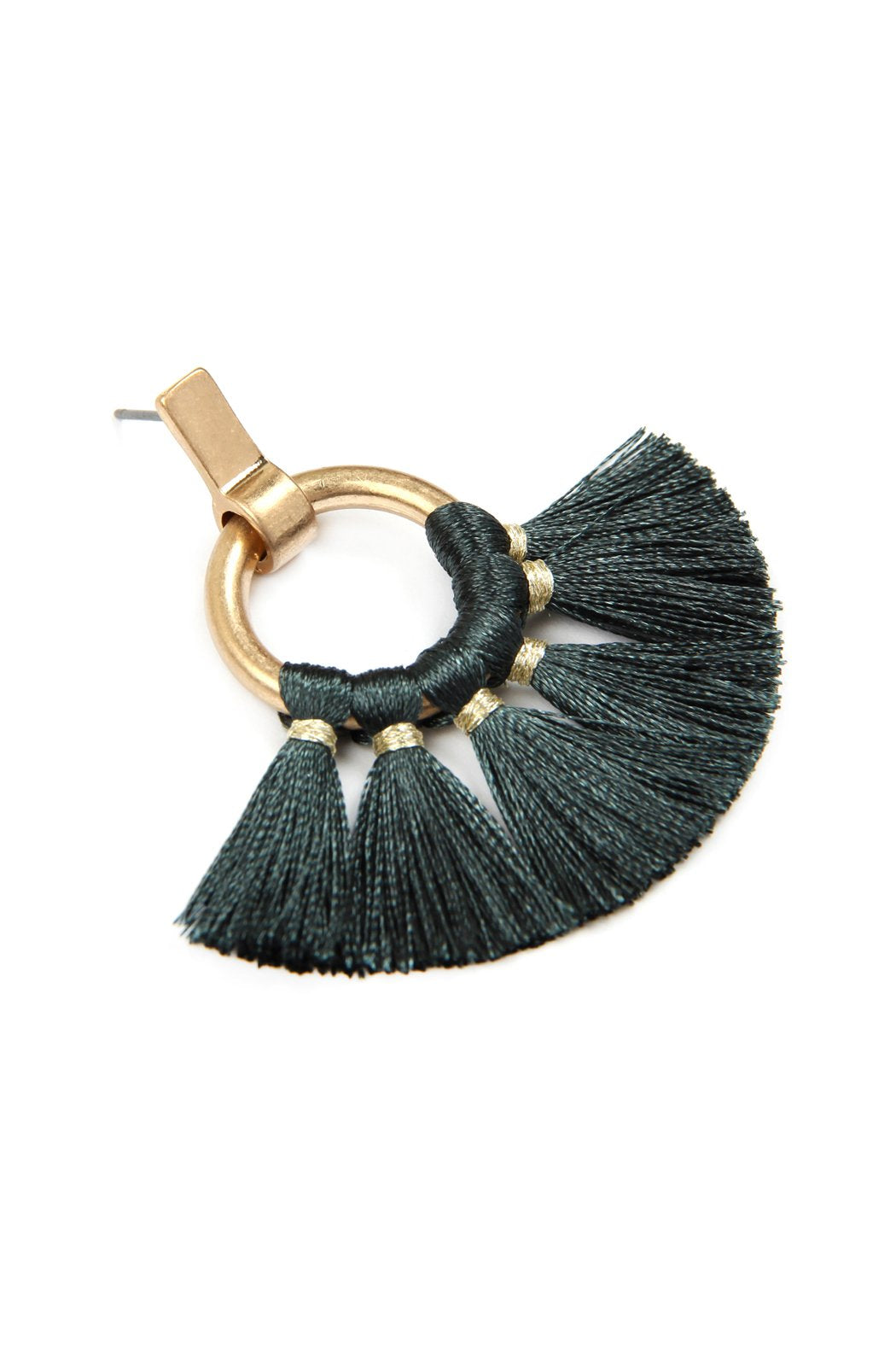 Mye1060 - Fan Tassel Post Wrap Hoop Dangle Earrings
