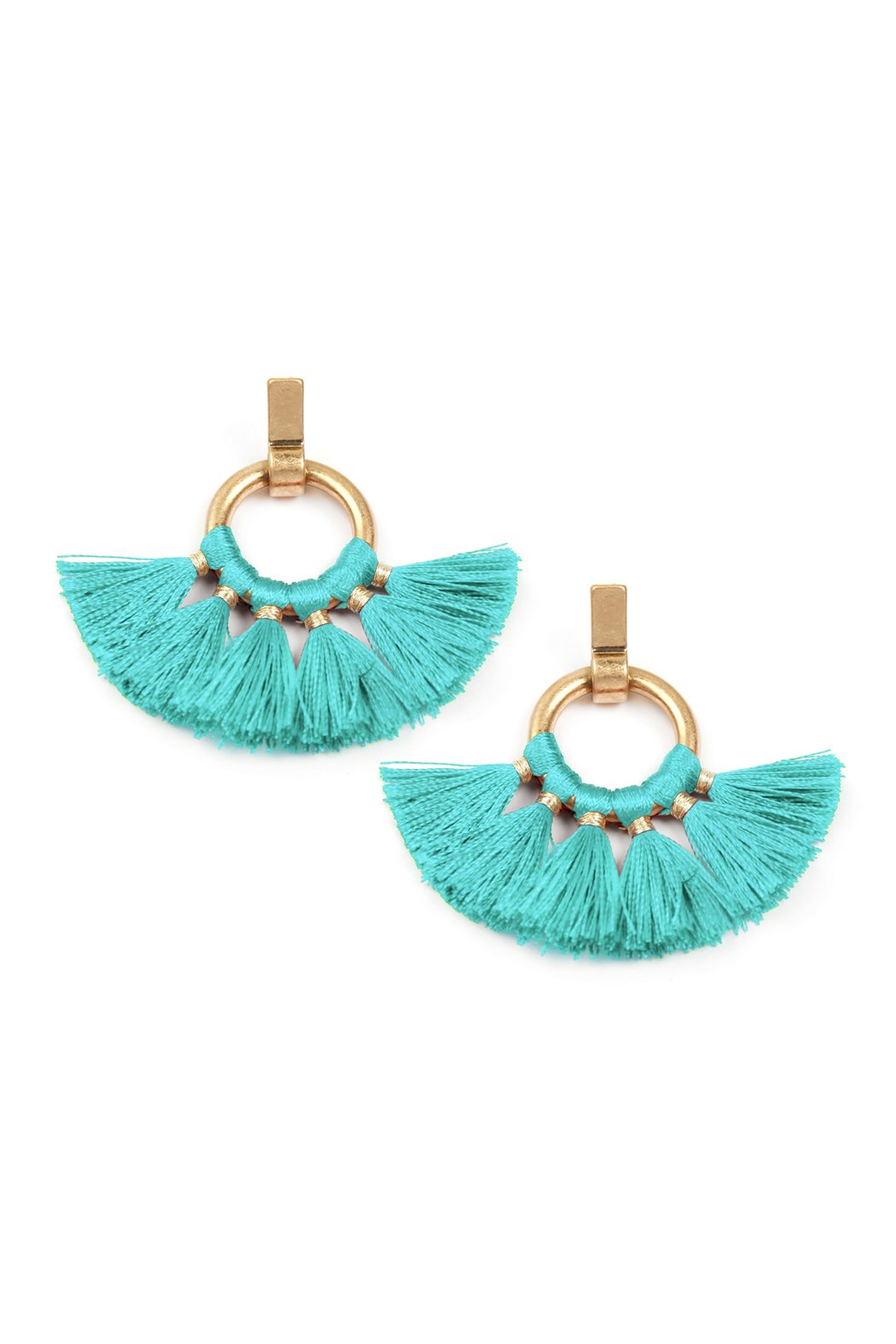 Mye1060 - Fan Tassel Post Wrap Hoop Dangle Earrings