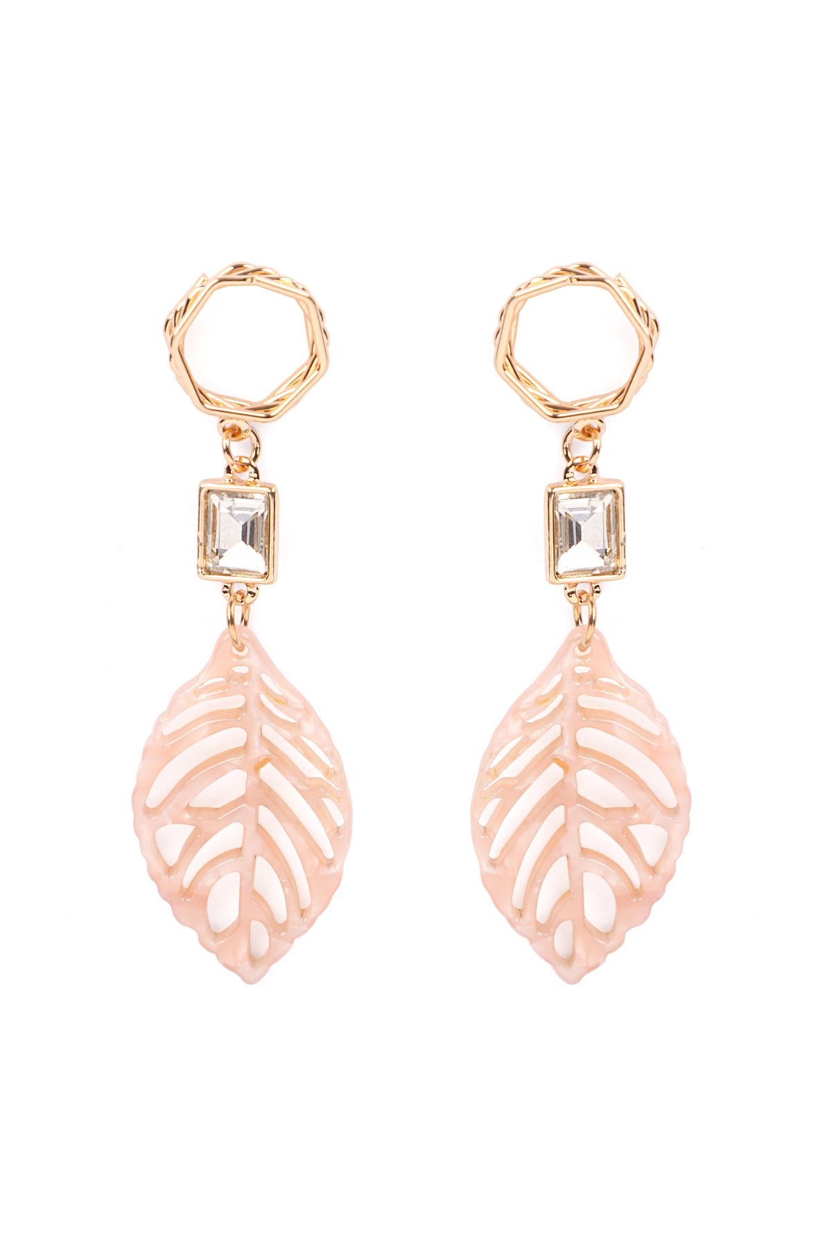 Mye1369 - Cast Leaf Link Drop Earrings