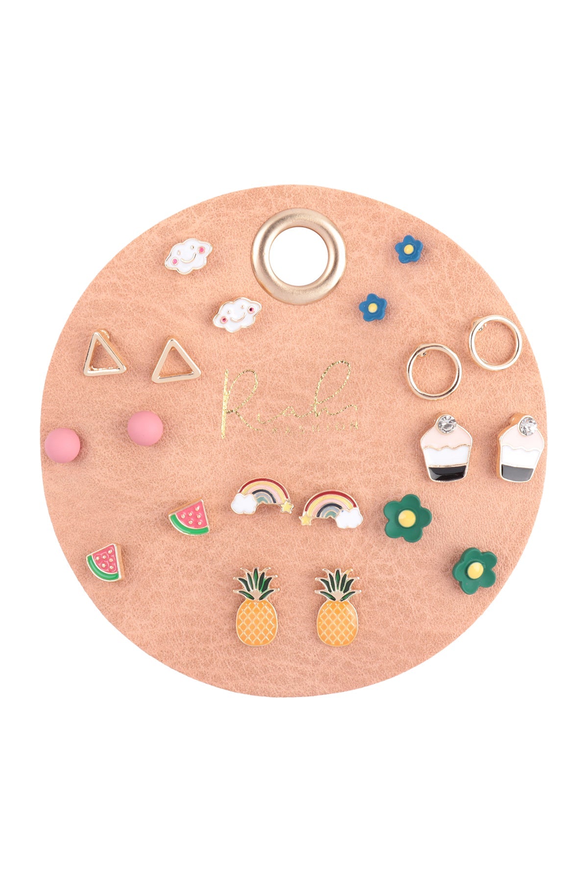 Rainbow & Flower Stud Earring Set