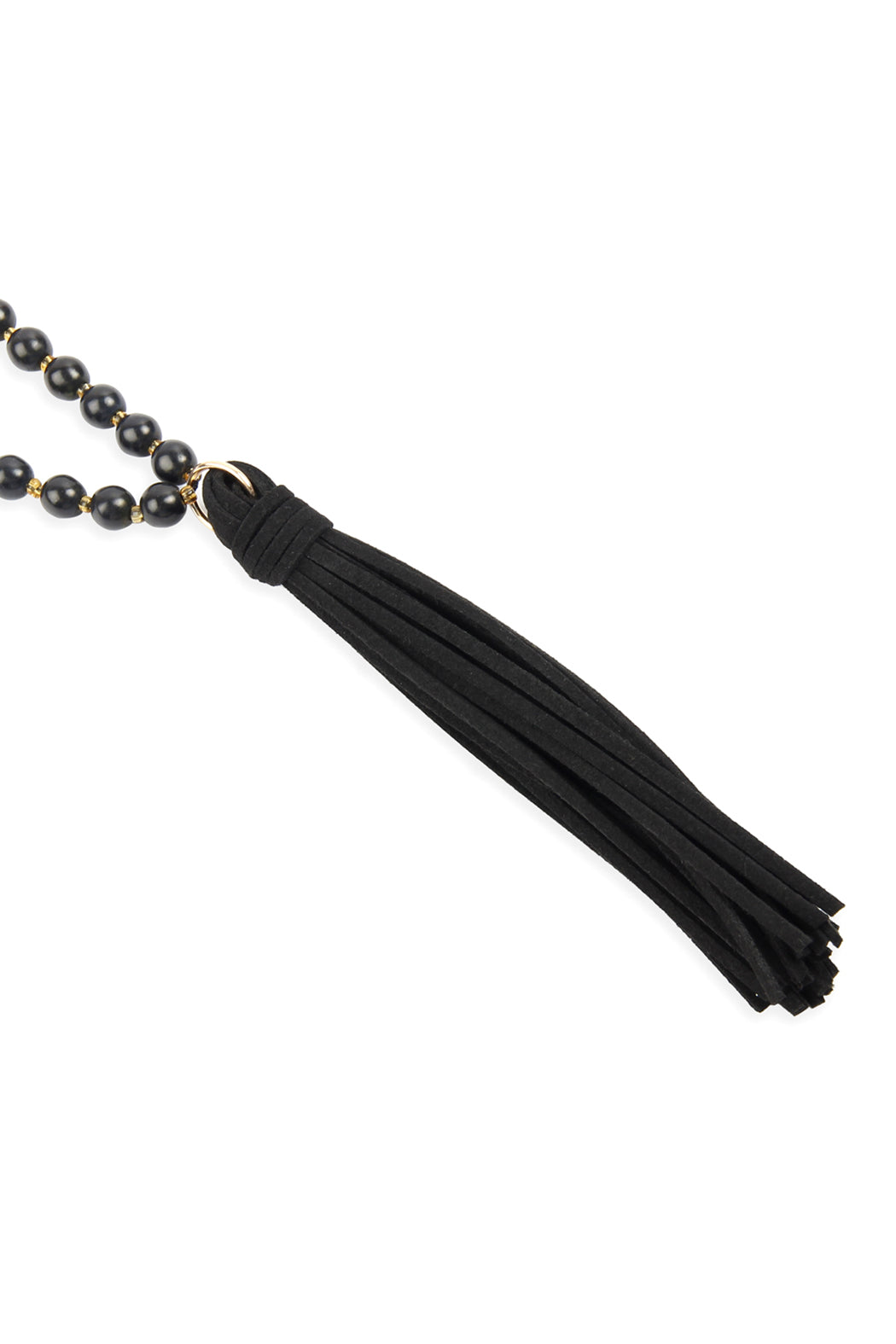 Beaded Necklace With Leather Tassel