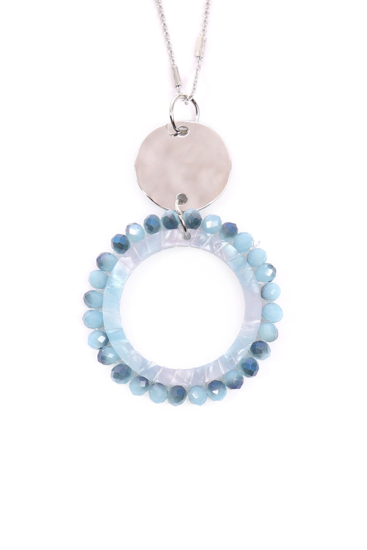 Myn1327 - Glass Beaded Hoop Pendant Necklace