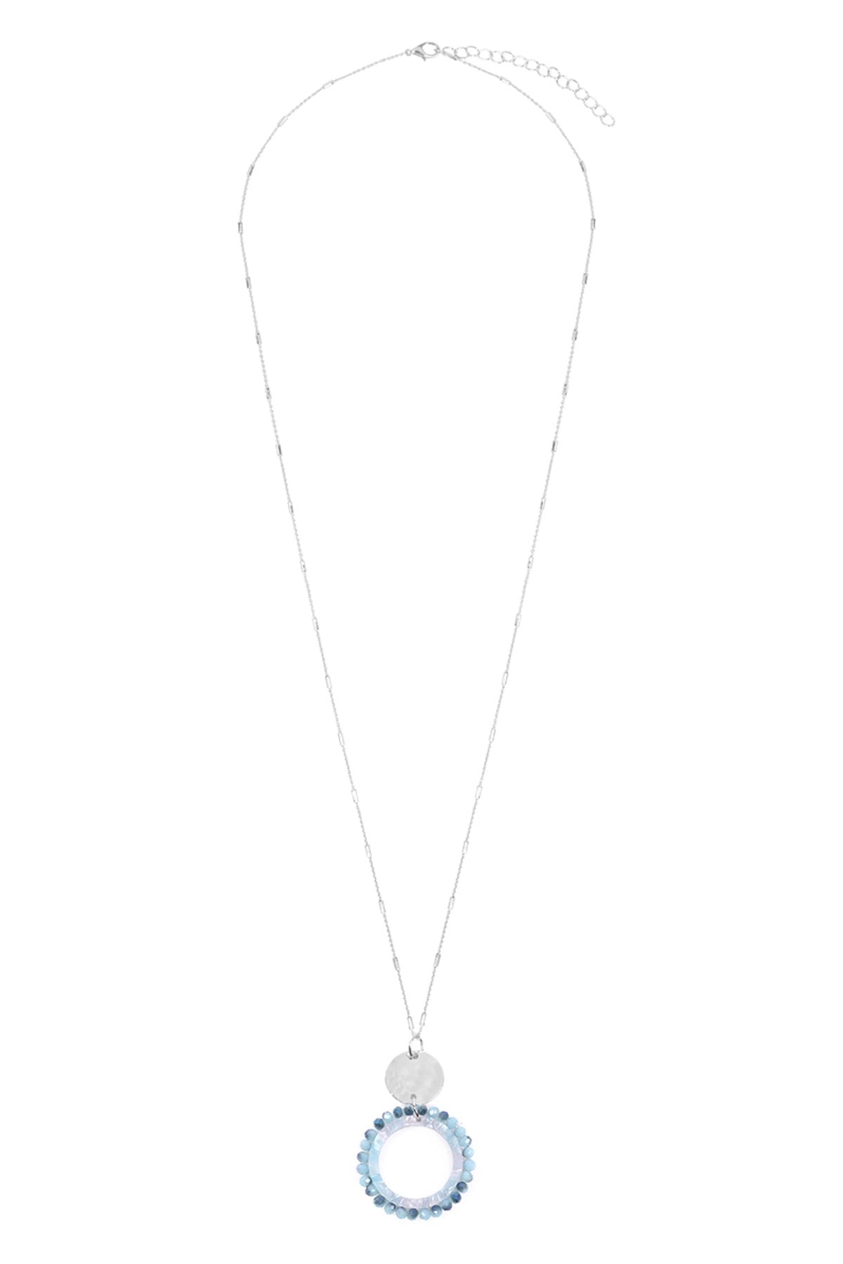 Myn1327 - Glass Beaded Hoop Pendant Necklace
