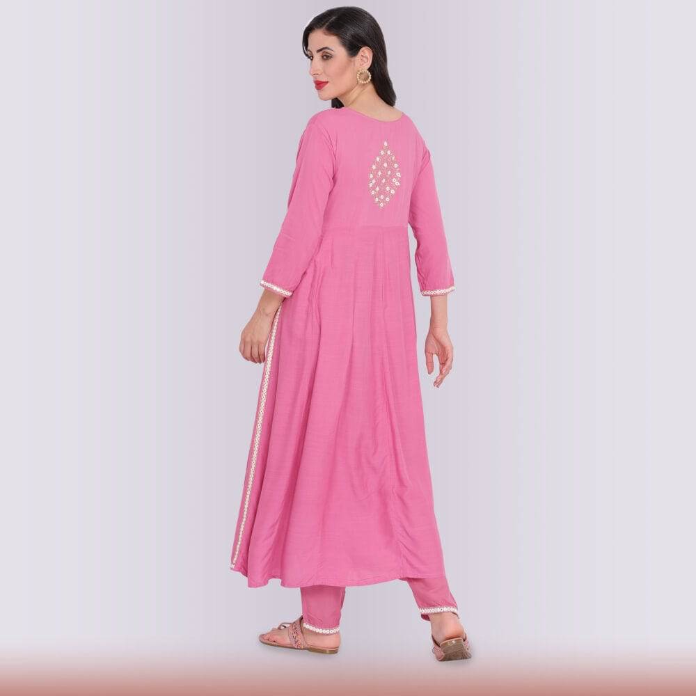 Naira Cut Modern Dress - Pink