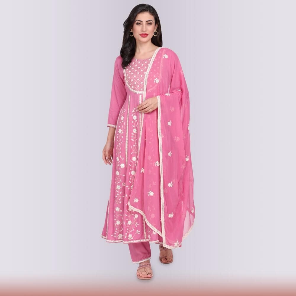Naira Cut Modern Dress - Pink