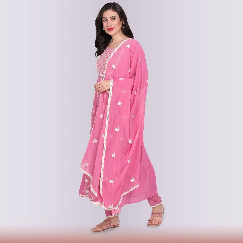 Naira Cut Modern Dress - Pink