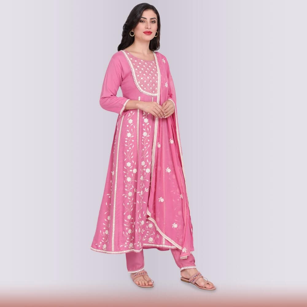 Naira Cut Modern Dress - Pink