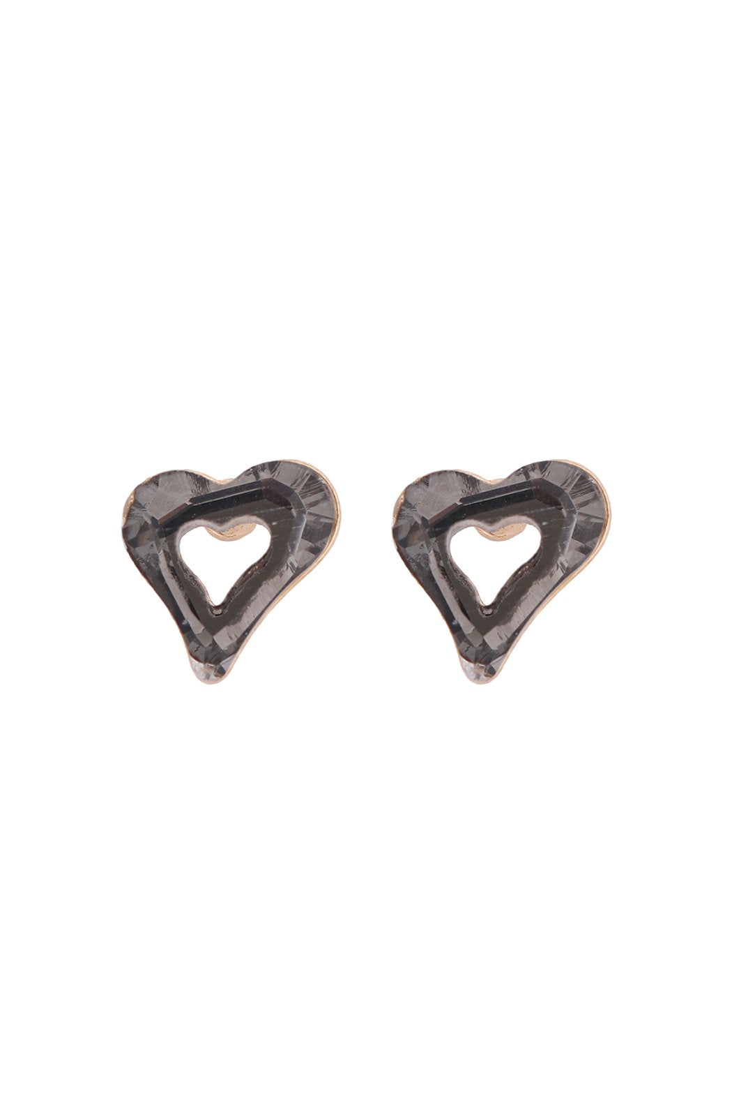 Glass Open Heart Post Stud Earrings