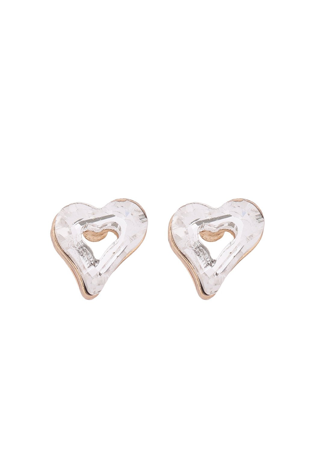 Glass Open Heart Post Stud Earrings