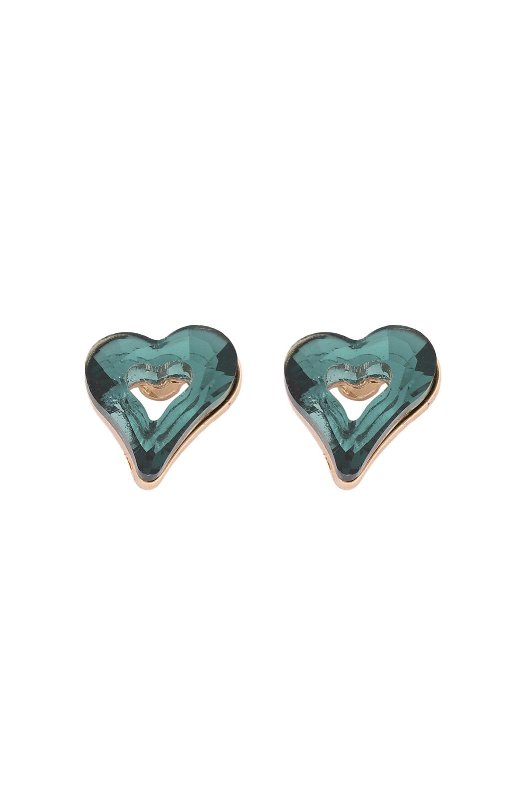 Glass Open Heart Post Stud Earrings