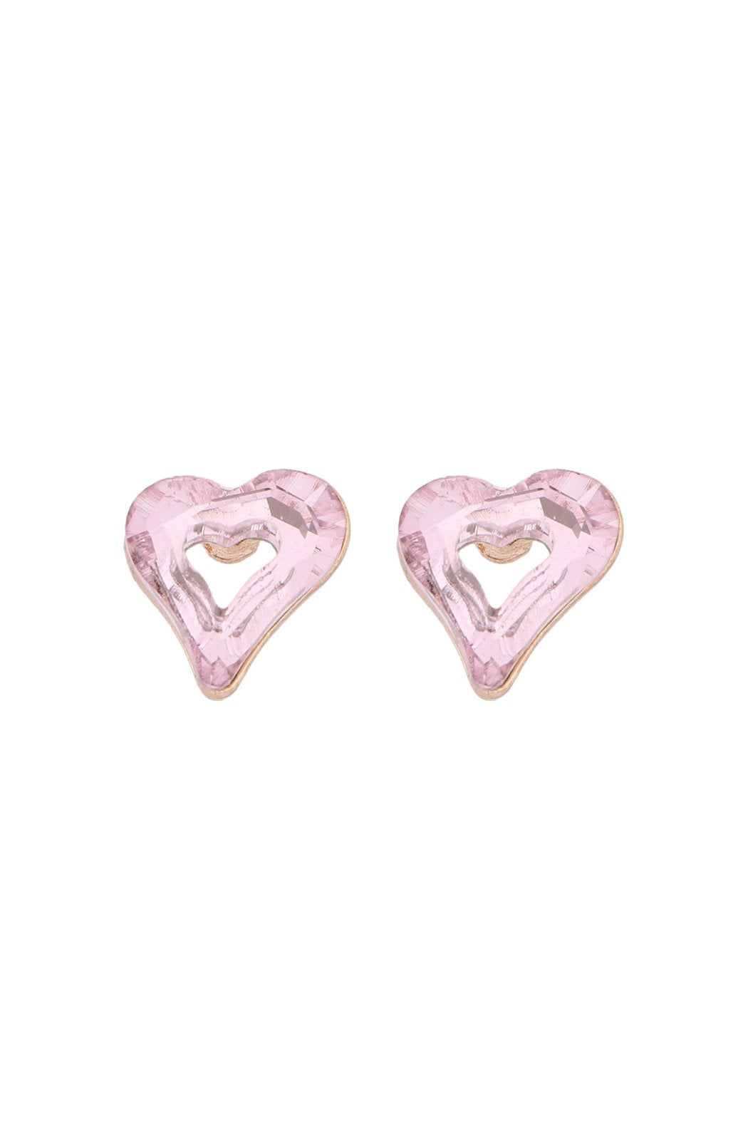 Glass Open Heart Post Stud Earrings