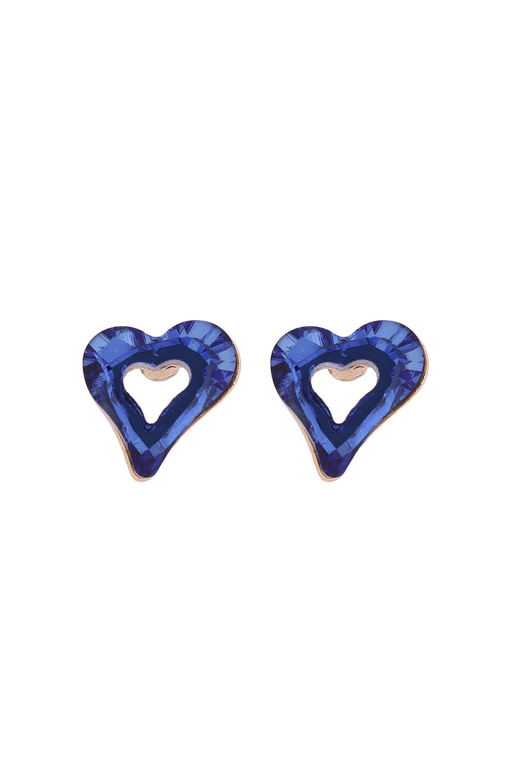 Glass Open Heart Post Stud Earrings