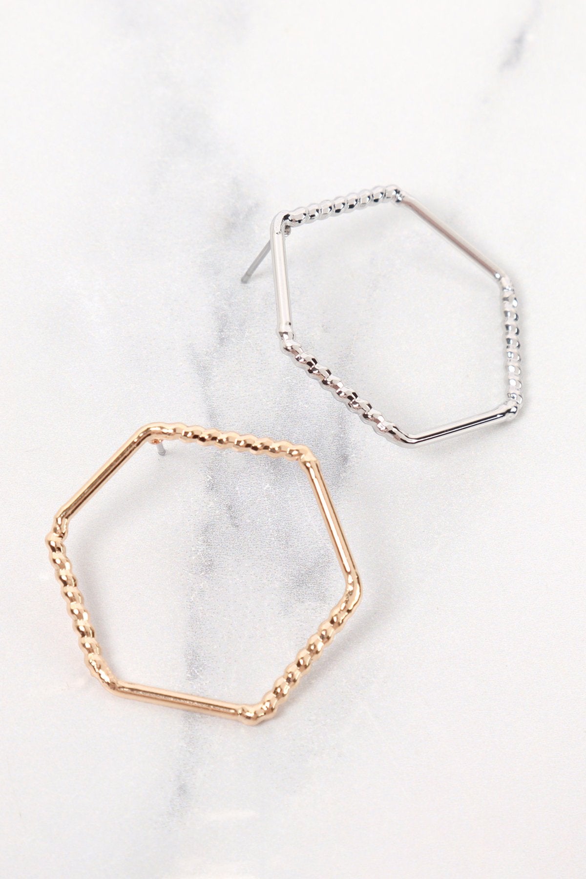 Oeb026 - Open Hexagon Post Earrings